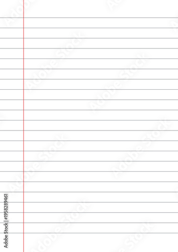 Vector blank lined paper from a notebook in A4 page format