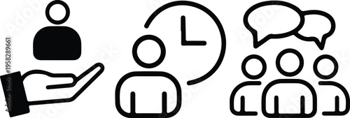 business presentation black line icon set vector illustration