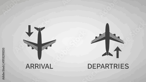 Airline travel concept illustration with arrival and departures signs