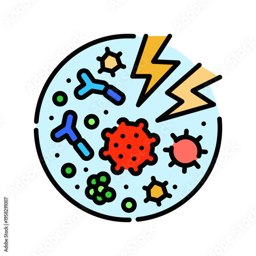 Dysbiosis Icon Professional UI Symbol for Microbiome Imbalance, Bacterial