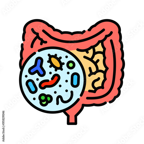 Gut Microbiome Icon Professional UI Symbol for Gastrointestinal Health