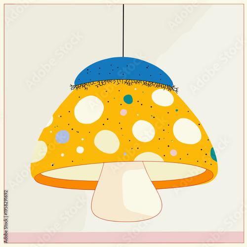Organic Mycelium Pendant Lamp Minimal Vector