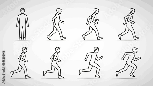 Running animation sequence illustration man in motion silhouette vector design