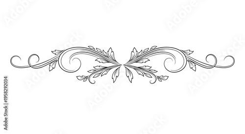 Decorative floral vintage border design in black on white background  
