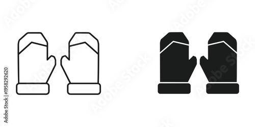 Winter Mittens Icon Set Protection