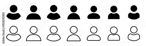 User icon set. Vector avatar. People. Account sign.  Group of people icons. People black vector icons.