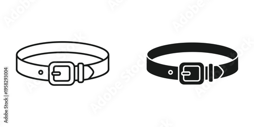 Belt Buckle Icon Set Accessory