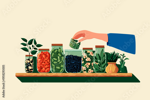 Organized Pantry with Modular Containers