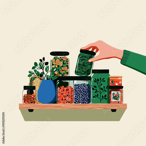 Organized Pantry with Modular Containers