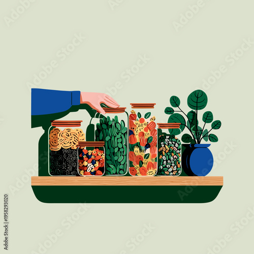 Organized Pantry with Modular Containers