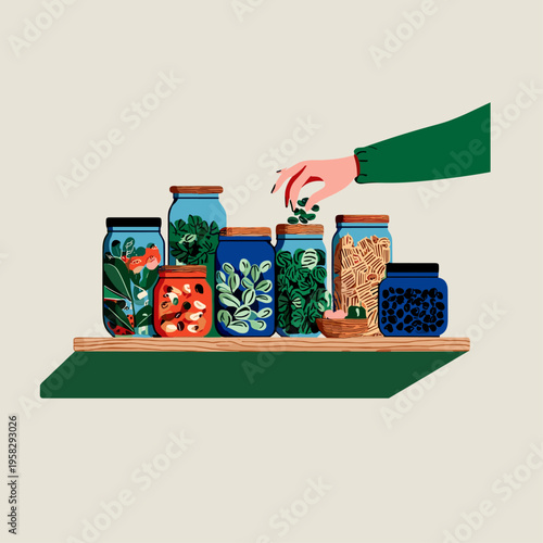 Organized Pantry with Modular Containers