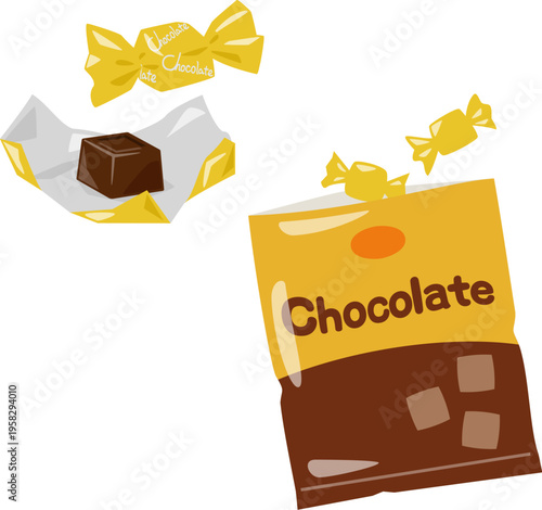 銀紙に包んだキューブチョコレート