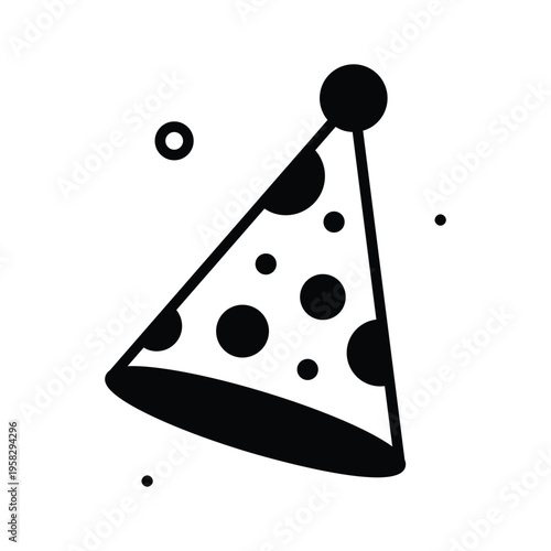Modern glyph icon representing colorful party hat celebration accessory