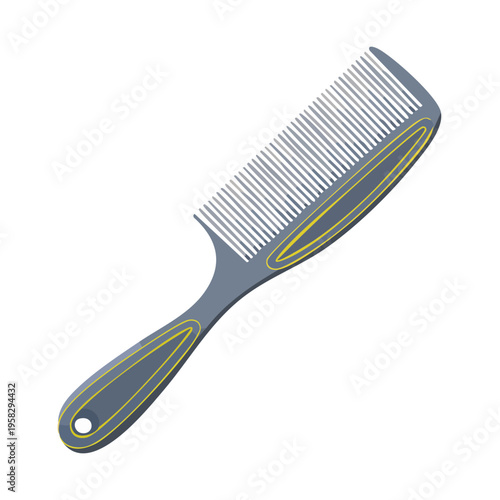 Classic gray hair comb with yellow accents for styling and grooming