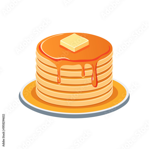 Stack of Pancakes Drizzled with Syrup and Butter
