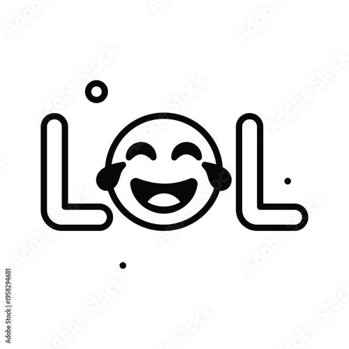 An amazing glyph icon representing lol laughing internet expression
