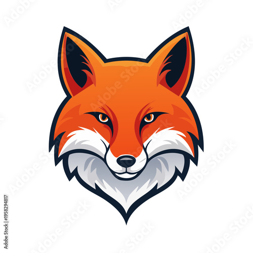 Fierce Red Fox Mascot with Intense Eyes and Sharp Features