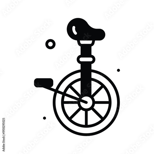 Visually engaging glyph icon of circus unicycle performance