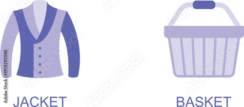 Illustration of a racing jacket and a shopping basket