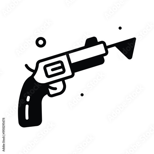 An editable glyph icon of toy gun prank prop