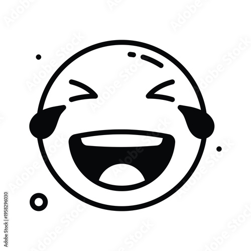 A modern glyph icon of funny laughing emoji face