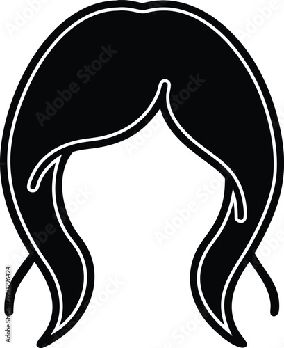 Stylish black and white vector illustration of an elegant wig or hairpiece