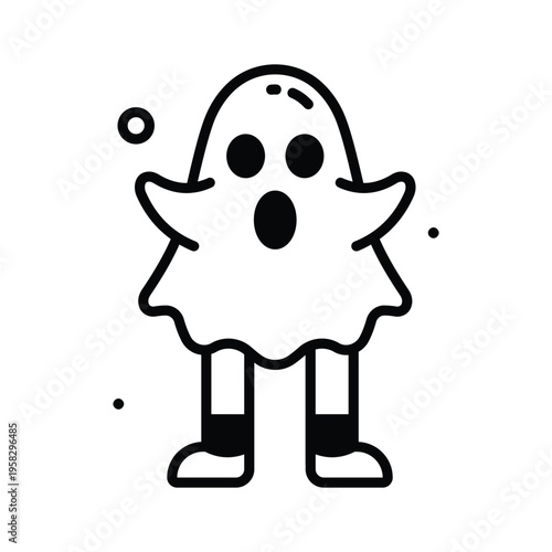 An amazing glyph icon showing ghost prank halloween character