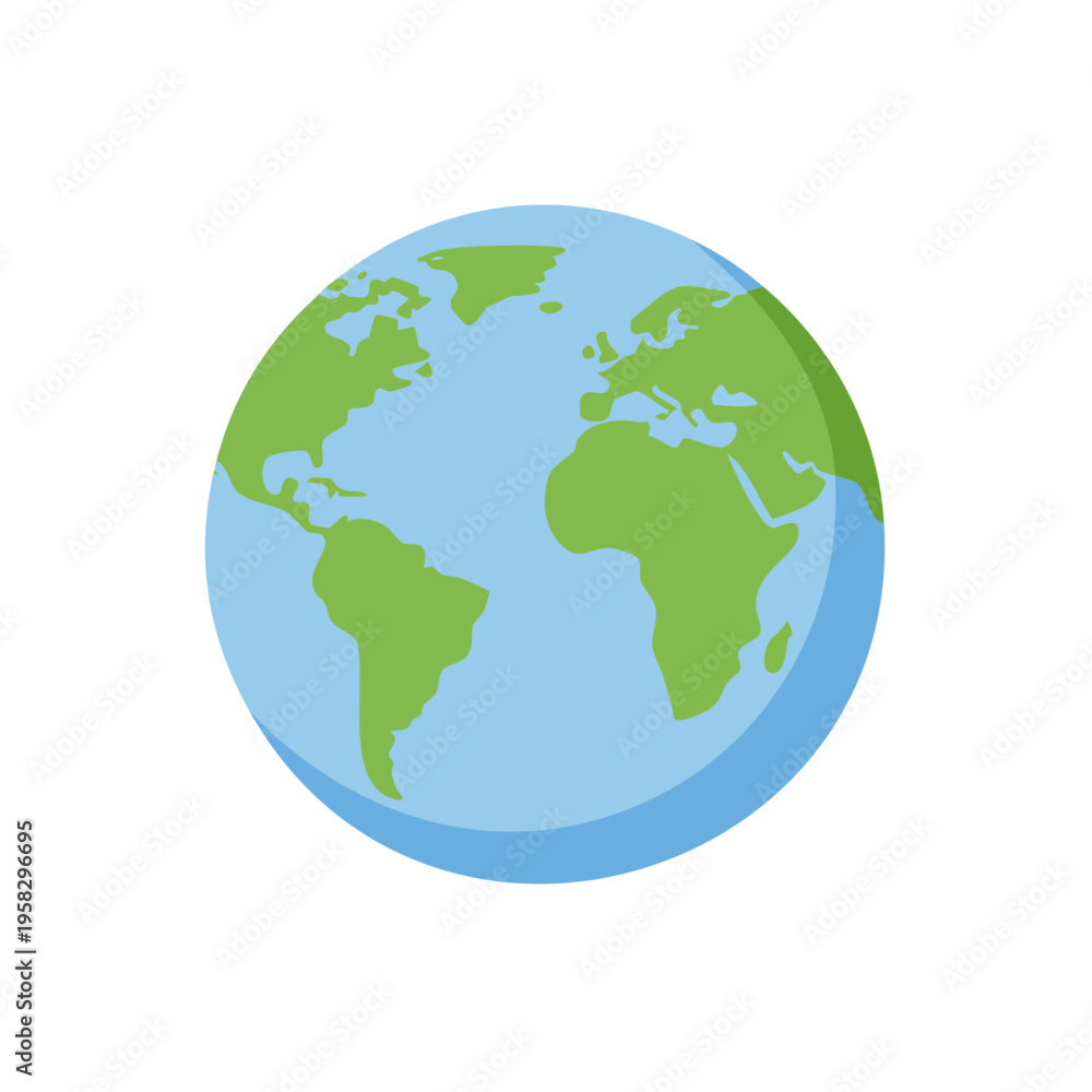 Fototapeta premium Stylized flat illustration of planet Earth showing continents and oceans