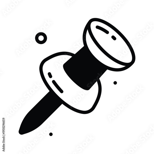 Easy to edit glyph icon of push pin office stationery