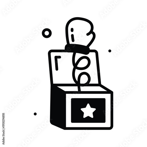 Visually engaging glyph icon of punch box surprise prank toy