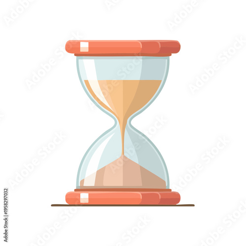 Hourglass with orange frame showing falling sand and blue glass