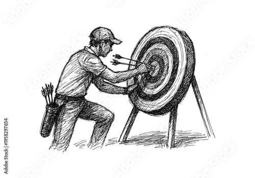 Archery hand drawn simple sketch vector illustration