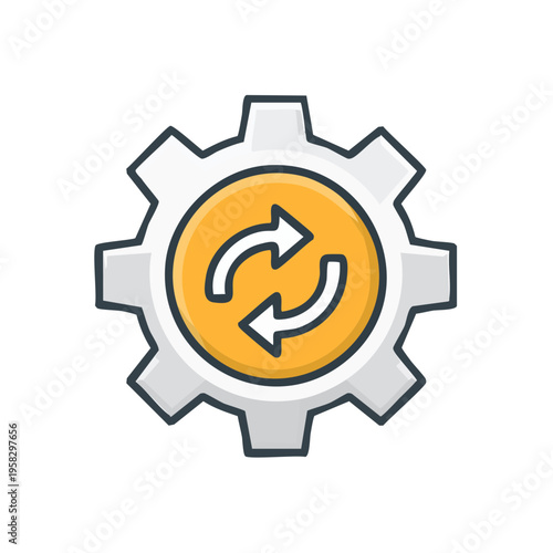 Gear with refresh arrows symbol representing automation and system updates