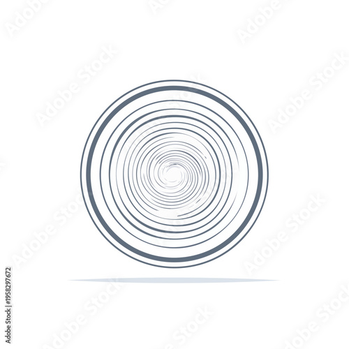 Abstract swirling circular vortex tunnel pattern with gray lines and bright center