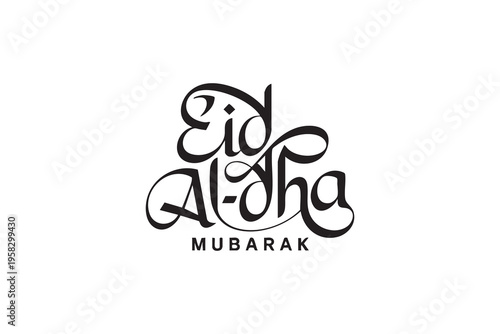 Eid al Adha Mubarak Typography Vector – Elegant Islamic Calligraphy Lettering for Bakrid