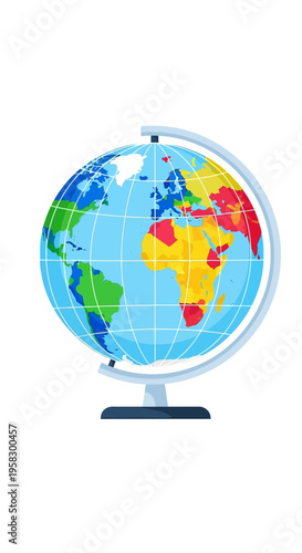 A Detailed Globe Showing Continents and Oceans.