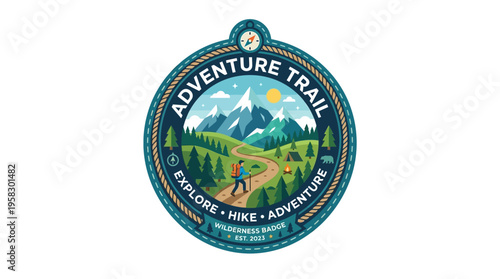 Adventure Trail Hiking Person Exploring Mountain Landscape.