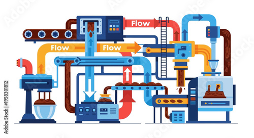 Automated Industrial Food Processing Production Line.