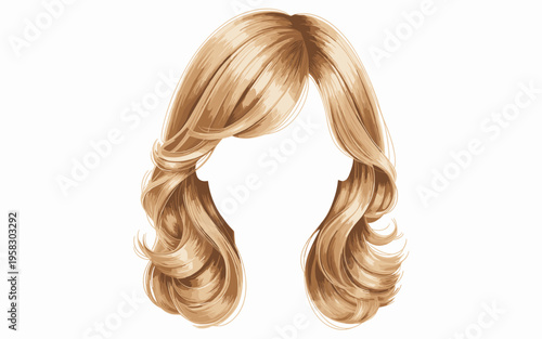 Woman blonde hairstyle illustration with voluminous wavy hair isolated on white background digital art asset for beauty fashion salon design hair care advertising projects or avatar character personal