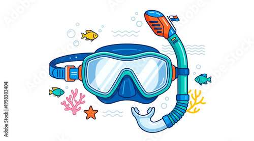 Blue Snorkel Mask and Tube for Underwater Exploration.