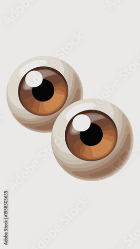 Pair of realistic brown eyeballs set against a clean minimalist light gray background representing biological vision sight observation anatomy observation focus wellness ophthalmic healthcare medical 