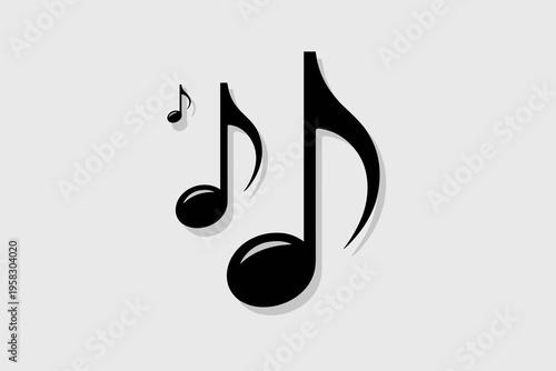 Minimalist music note icon set representing melodic harmony and rhythmic sound composition for digital creative design projects, featuring stylized black musical symbols isolated on plain neutral back