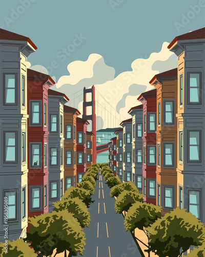 Streets of San Francisco travel poster, banner, cover, California poster