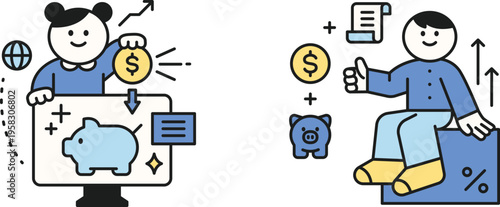 Illustration of digital savings and investment growth concepts
