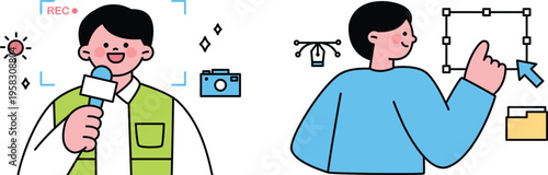 Creative professional presenting and designing digital content with enthusiasm