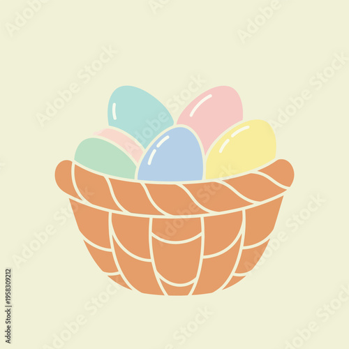 Colorful Easter eggs in basket 1.