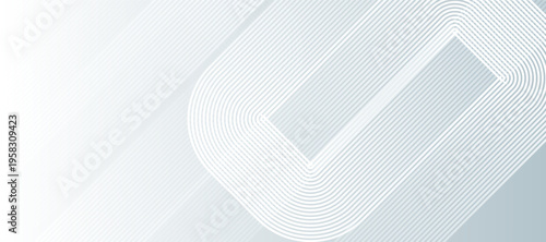 White abstract glowing geometric background. White rounded lines pattern. Futuristic technology concept. Suit for poster, cover, banner, presentation, website, flyer
