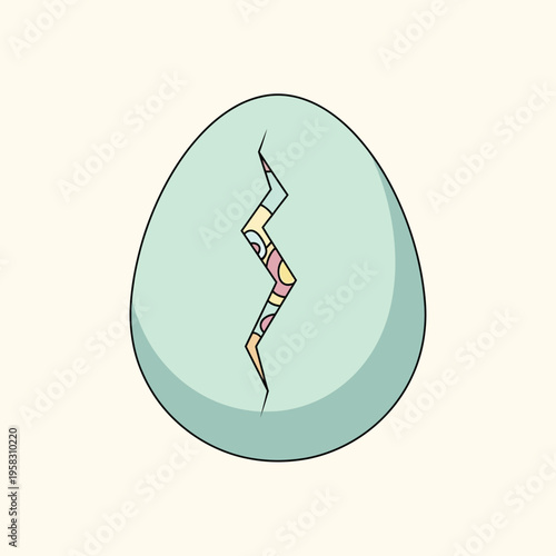 Cracked open blue egg revealing contents.