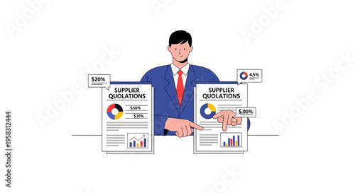 Business professional analyzing financial reports and charts with data visualization.
