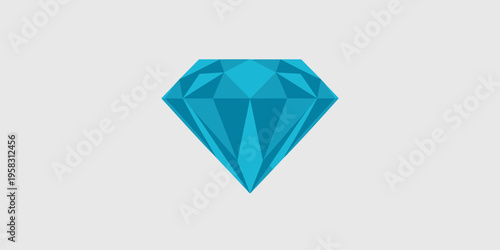 A vibrant blue diamond gemstone illustration featuring geometric facets for luxury branding, wealth investment concepts, financial stability representations, jewelry marketing assets, digital graphic 